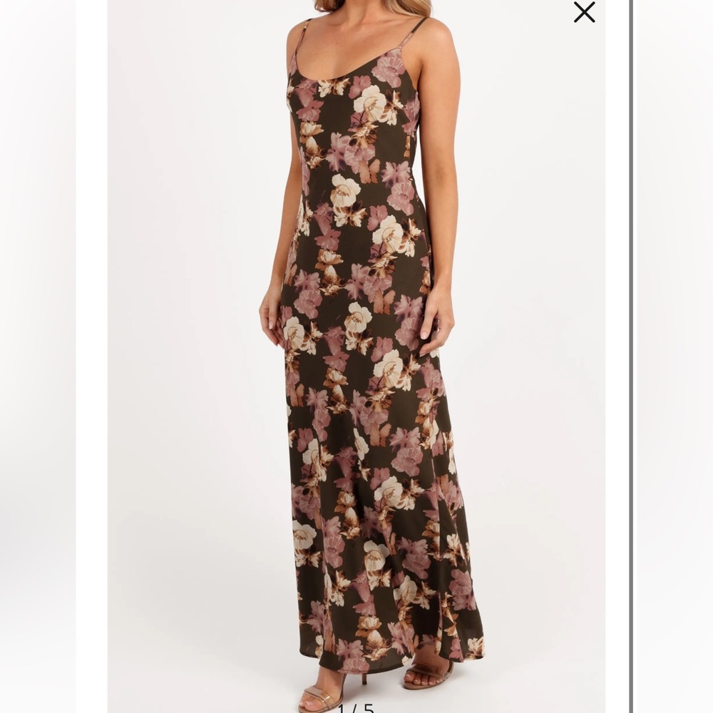 Petal & Pup Jamie Floral Maxi SlipDress - Brown and Pink